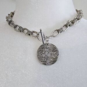 Vintage Tiffany Silver Chain Necklace with Engraved Pendant